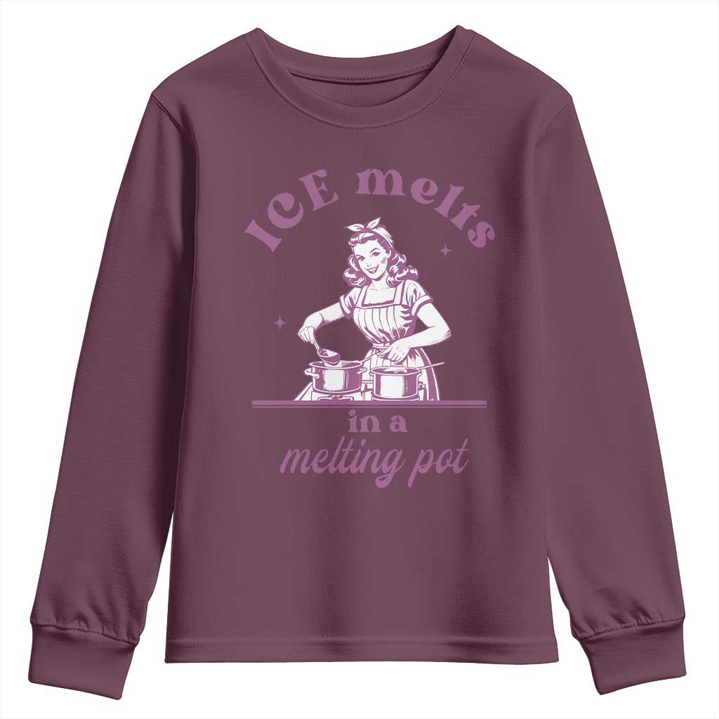 Ice Melts In A Melting Pot Youth Sweatshirt Funny Cooking Woman Retro Feminist Political Statement