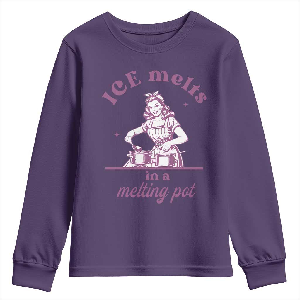 Ice Melts In A Melting Pot Youth Sweatshirt Funny Cooking Woman Retro Feminist Political Statement