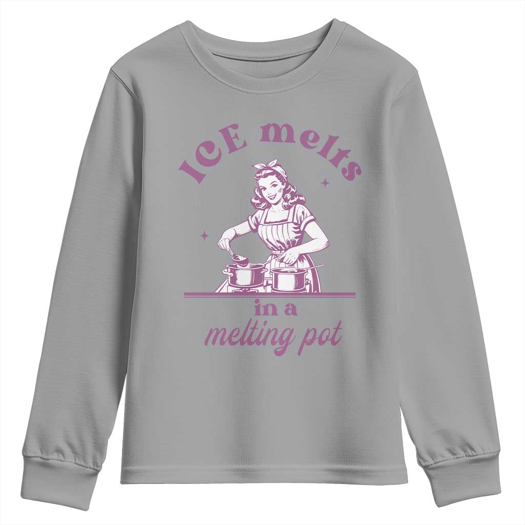 Ice Melts In A Melting Pot Youth Sweatshirt Funny Cooking Woman Retro Feminist Political Statement