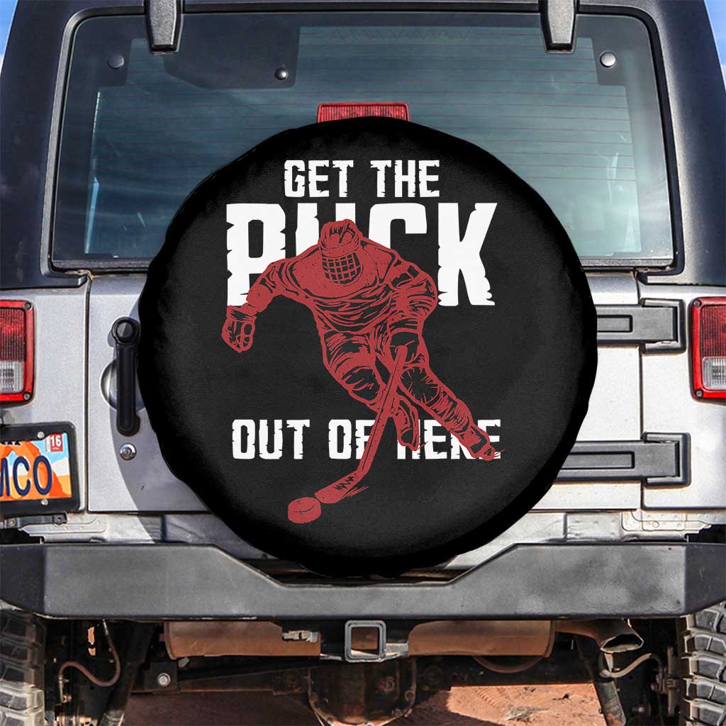 Get The Puck Out of Here Spare Tire Cover Sarcastic Ice Hockey Pun Humor