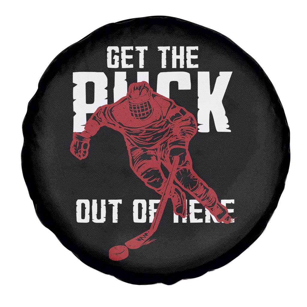 Get The Puck Out of Here Spare Tire Cover Sarcastic Ice Hockey Pun Humor