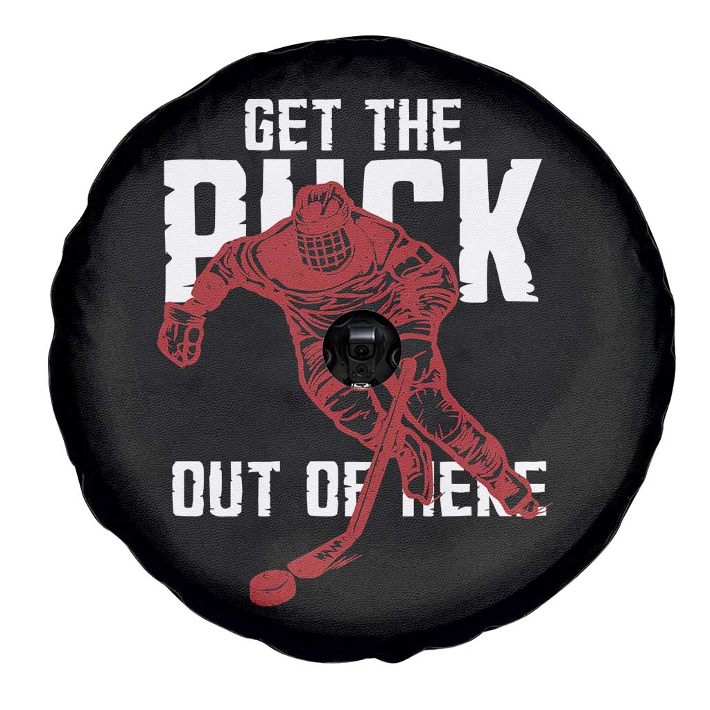 Get The Puck Out of Here Spare Tire Cover Sarcastic Ice Hockey Pun Humor