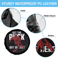 Get The Puck Out of Here Spare Tire Cover Sarcastic Ice Hockey Pun Humor