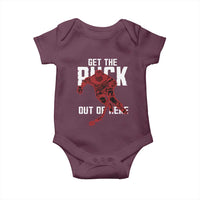 Get The Puck Out of Here Baby Onesie Sarcastic Ice Hockey Pun Humor