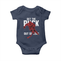 Get The Puck Out of Here Baby Onesie Sarcastic Ice Hockey Pun Humor