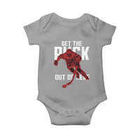 Get The Puck Out of Here Baby Onesie Sarcastic Ice Hockey Pun Humor