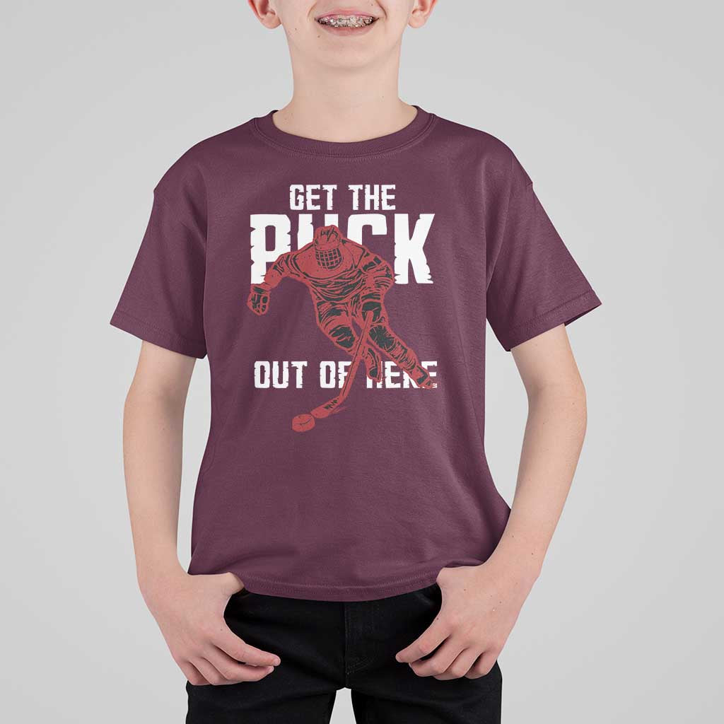 Get The Puck Out of Here T Shirt For Kid Sarcastic Ice Hockey Pun Humor