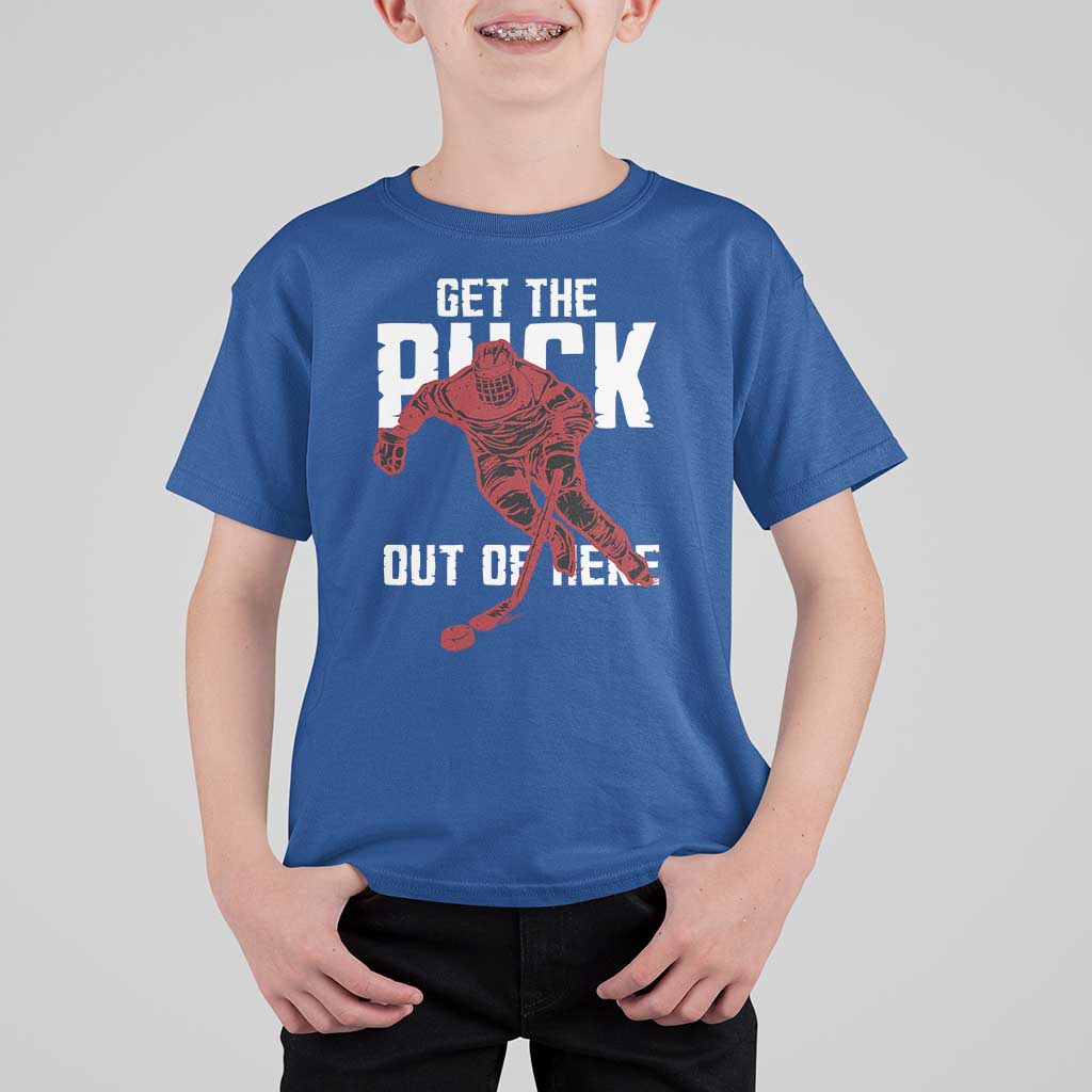 Get The Puck Out of Here T Shirt For Kid Sarcastic Ice Hockey Pun Humor