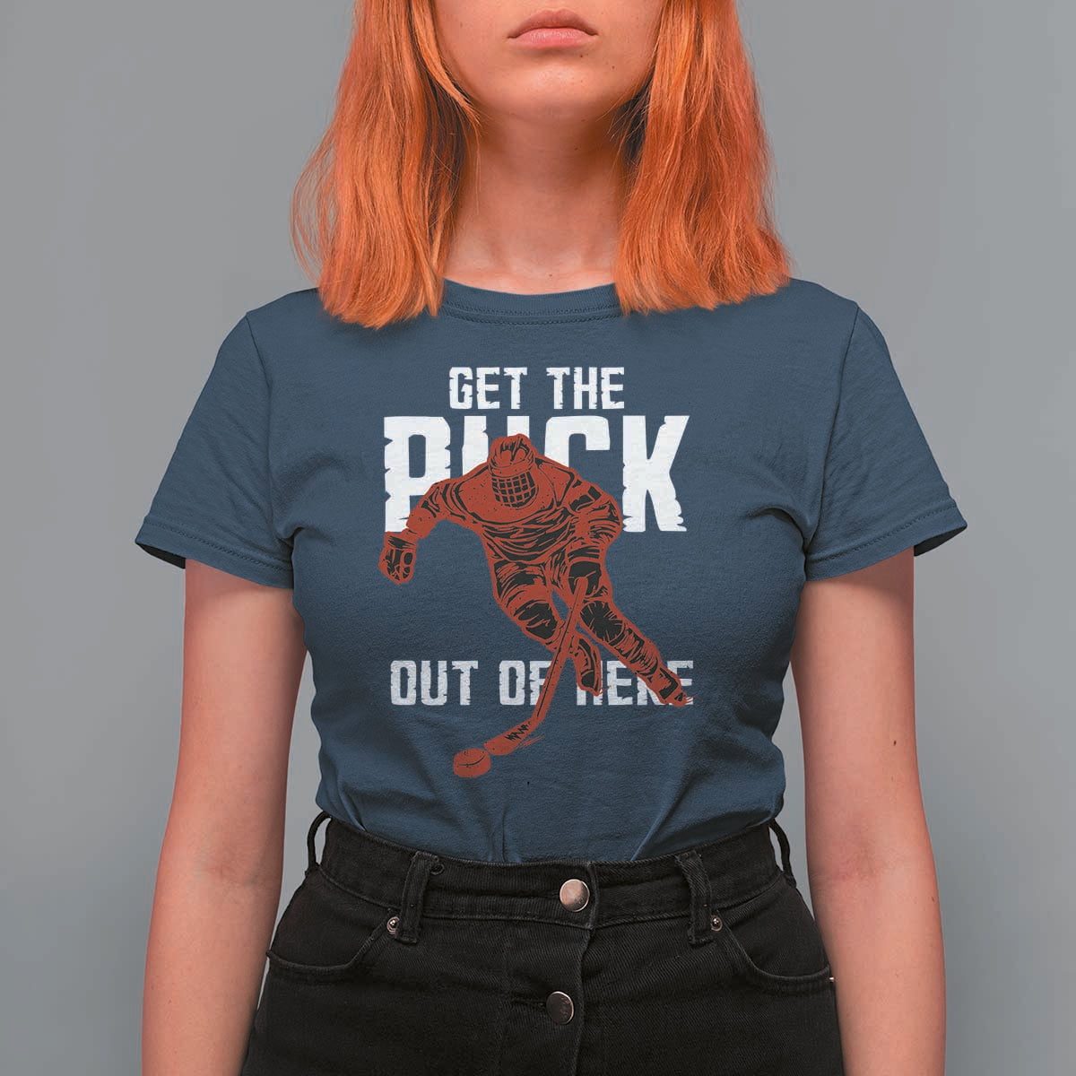 Get The Puck Out of Here T Shirt For Women Sarcastic Ice Hockey Pun Humor
