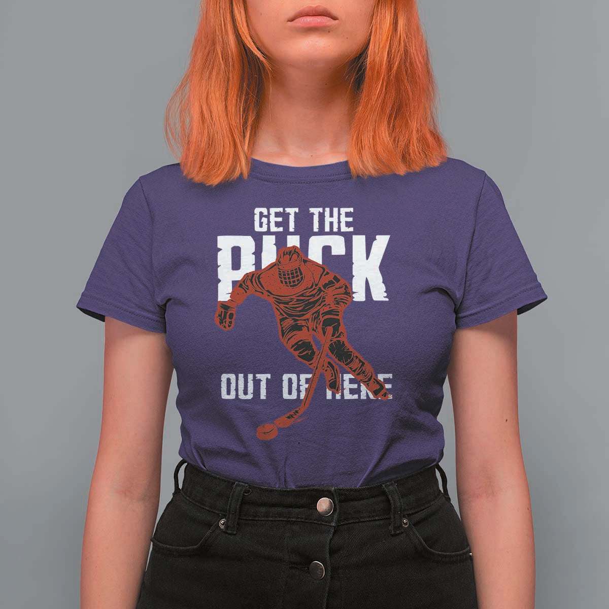 Get The Puck Out of Here T Shirt For Women Sarcastic Ice Hockey Pun Humor