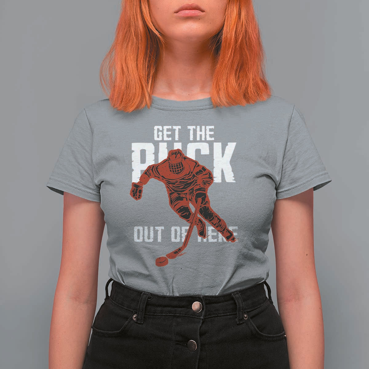 Get The Puck Out of Here T Shirt For Women Sarcastic Ice Hockey Pun Humor
