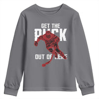 Get The Puck Out of Here Youth Sweatshirt Sarcastic Ice Hockey Pun Humor