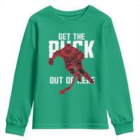 Get The Puck Out of Here Youth Sweatshirt Sarcastic Ice Hockey Pun Humor