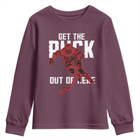 Get The Puck Out of Here Youth Sweatshirt Sarcastic Ice Hockey Pun Humor