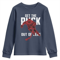 Get The Puck Out of Here Youth Sweatshirt Sarcastic Ice Hockey Pun Humor