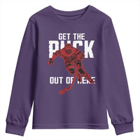 Get The Puck Out of Here Youth Sweatshirt Sarcastic Ice Hockey Pun Humor