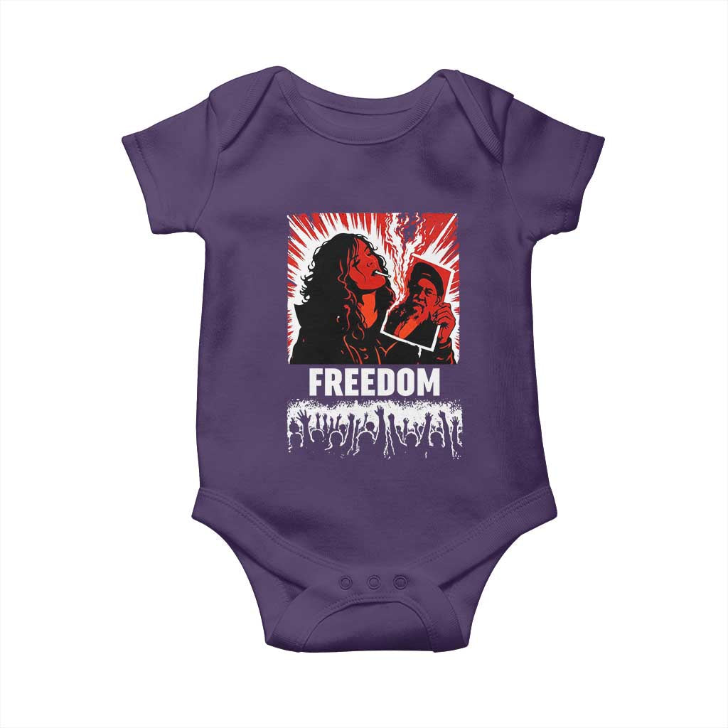 Freedom Iran Women Revolution 2026 Baby Onesie Lighting Cigarette with Burning Portrait Graphic