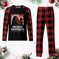 Freedom Iran Women Revolution 2026 Plaid Pajama Set Lighting Cigarette with Burning Portrait Graphic