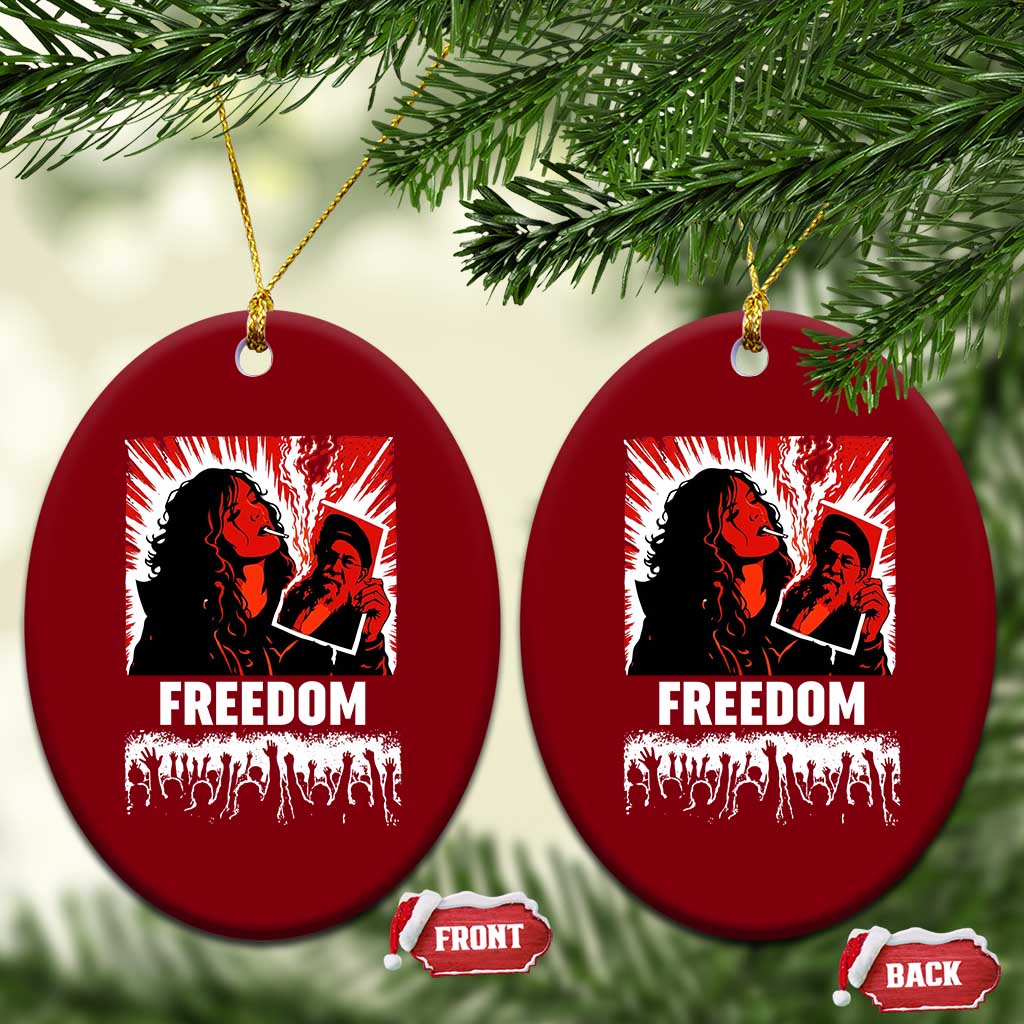 Freedom Iran Women Revolution 2026 Ceramic Ornament Lighting Cigarette with Burning Portrait Graphic