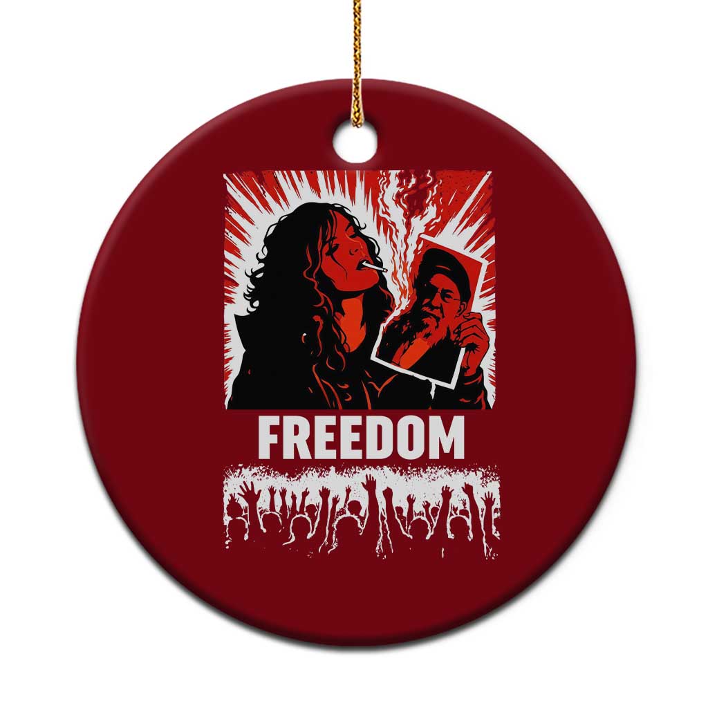 Freedom Iran Women Revolution 2026 Ceramic Ornament Lighting Cigarette with Burning Portrait Graphic