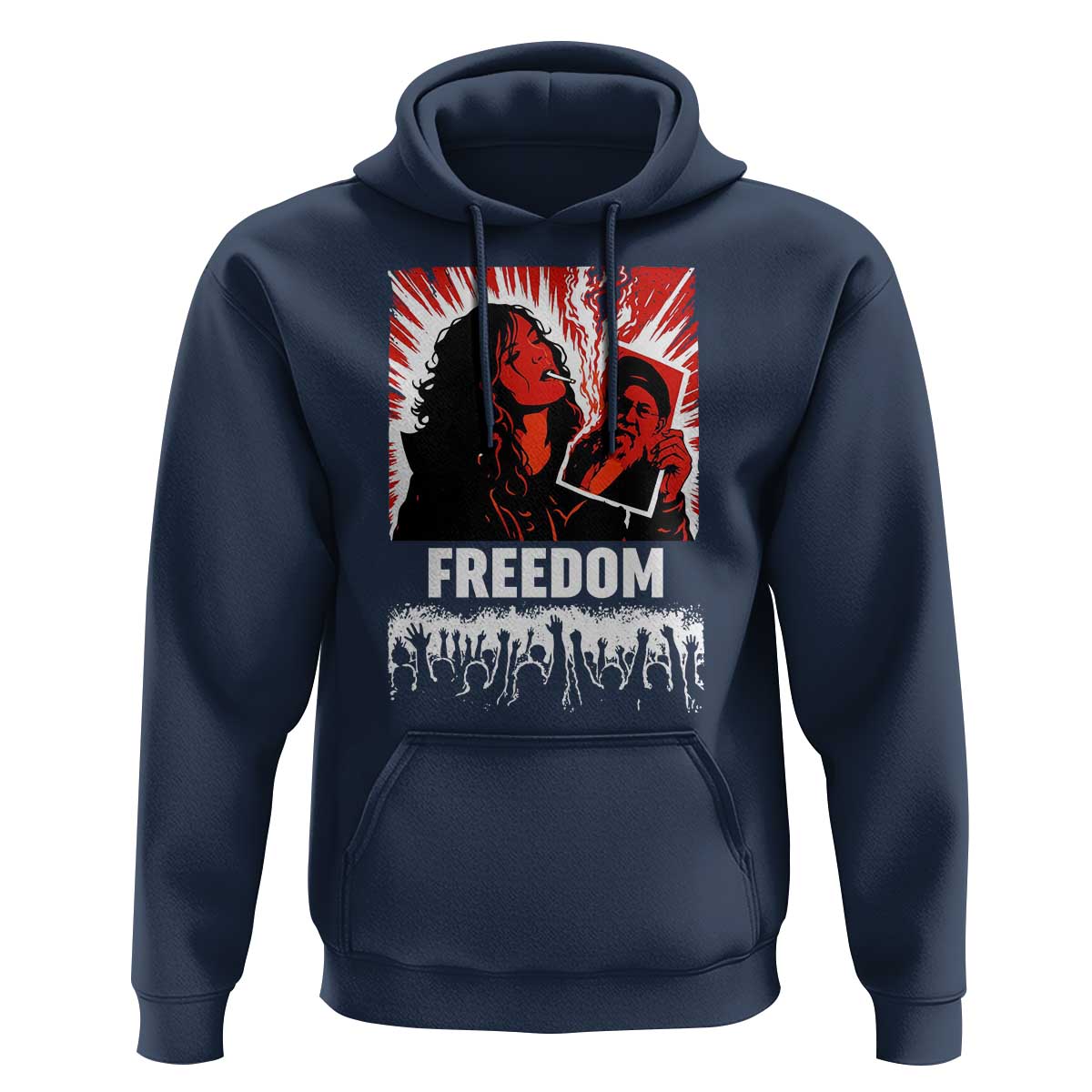 Freedom Iran Women Revolution 2026 Hoodie Lighting Cigarette with Burning Portrait Graphic