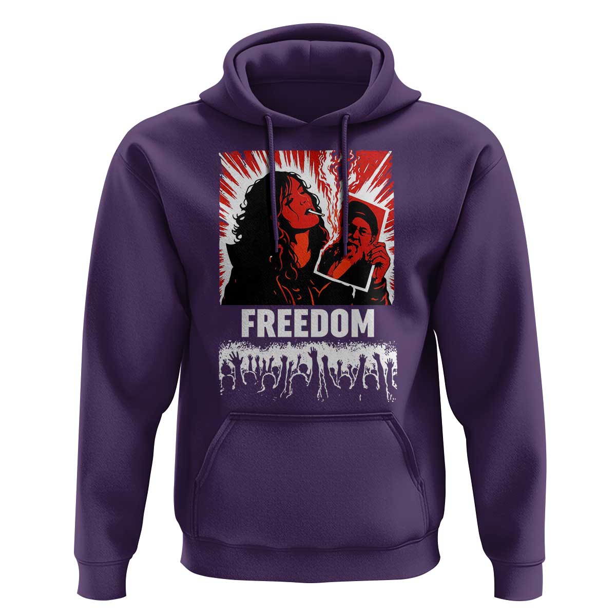 Freedom Iran Women Revolution 2026 Hoodie Lighting Cigarette with Burning Portrait Graphic