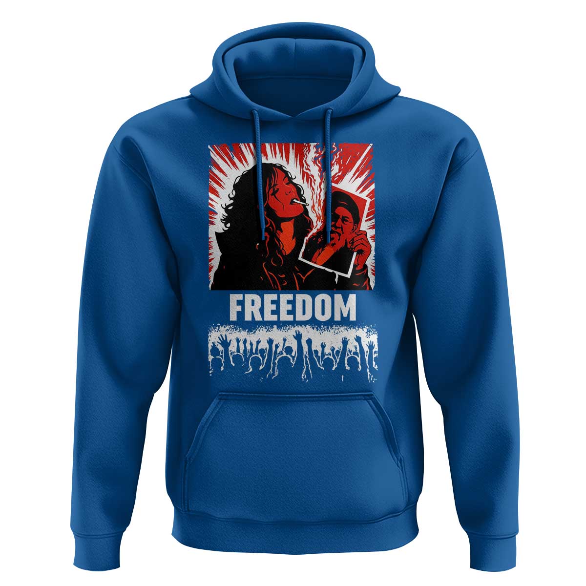 Freedom Iran Women Revolution 2026 Hoodie Lighting Cigarette with Burning Portrait Graphic