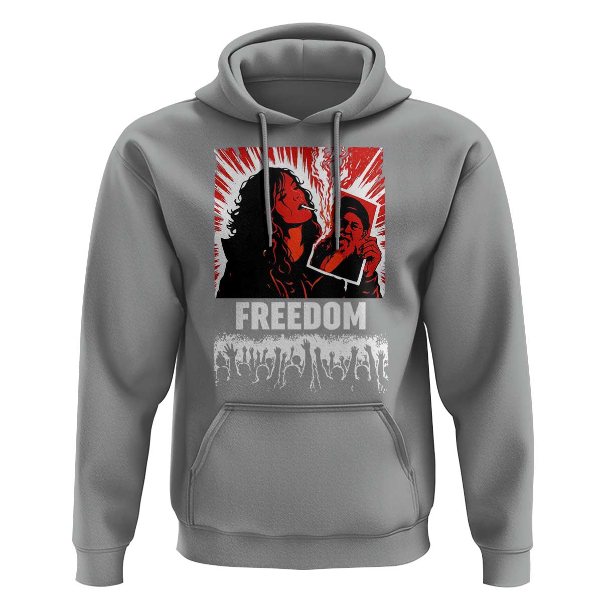 Freedom Iran Women Revolution 2026 Hoodie Lighting Cigarette with Burning Portrait Graphic