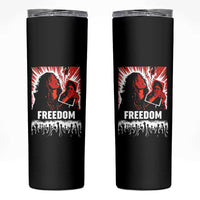 Freedom Iran Women Revolution 2026 Skinny Tumbler Lighting Cigarette with Burning Portrait Graphic