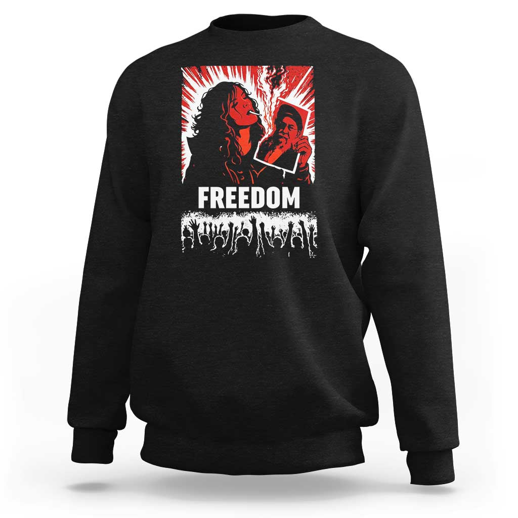 Freedom Iran Women Revolution 2026 Sweatshirt Lighting Cigarette with Burning Portrait Graphic