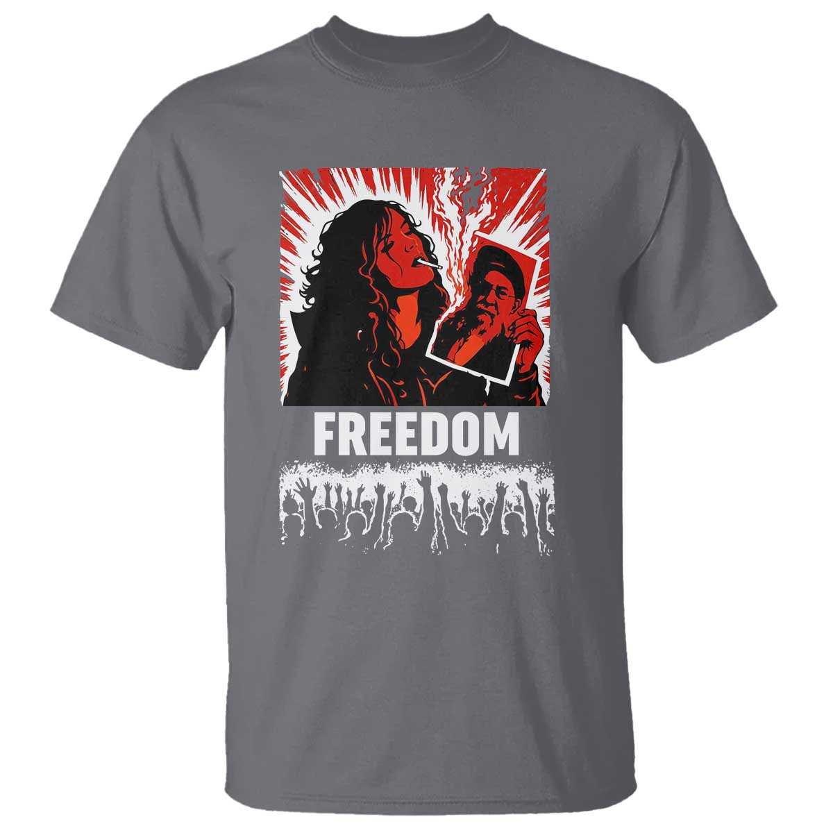 Freedom Iran Women Revolution 2026 T Shirt Lighting Cigarette with Burning Portrait Graphic