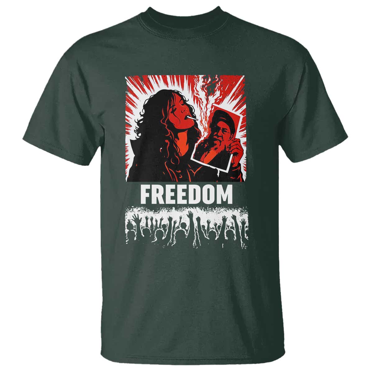 Freedom Iran Women Revolution 2026 T Shirt Lighting Cigarette with Burning Portrait Graphic