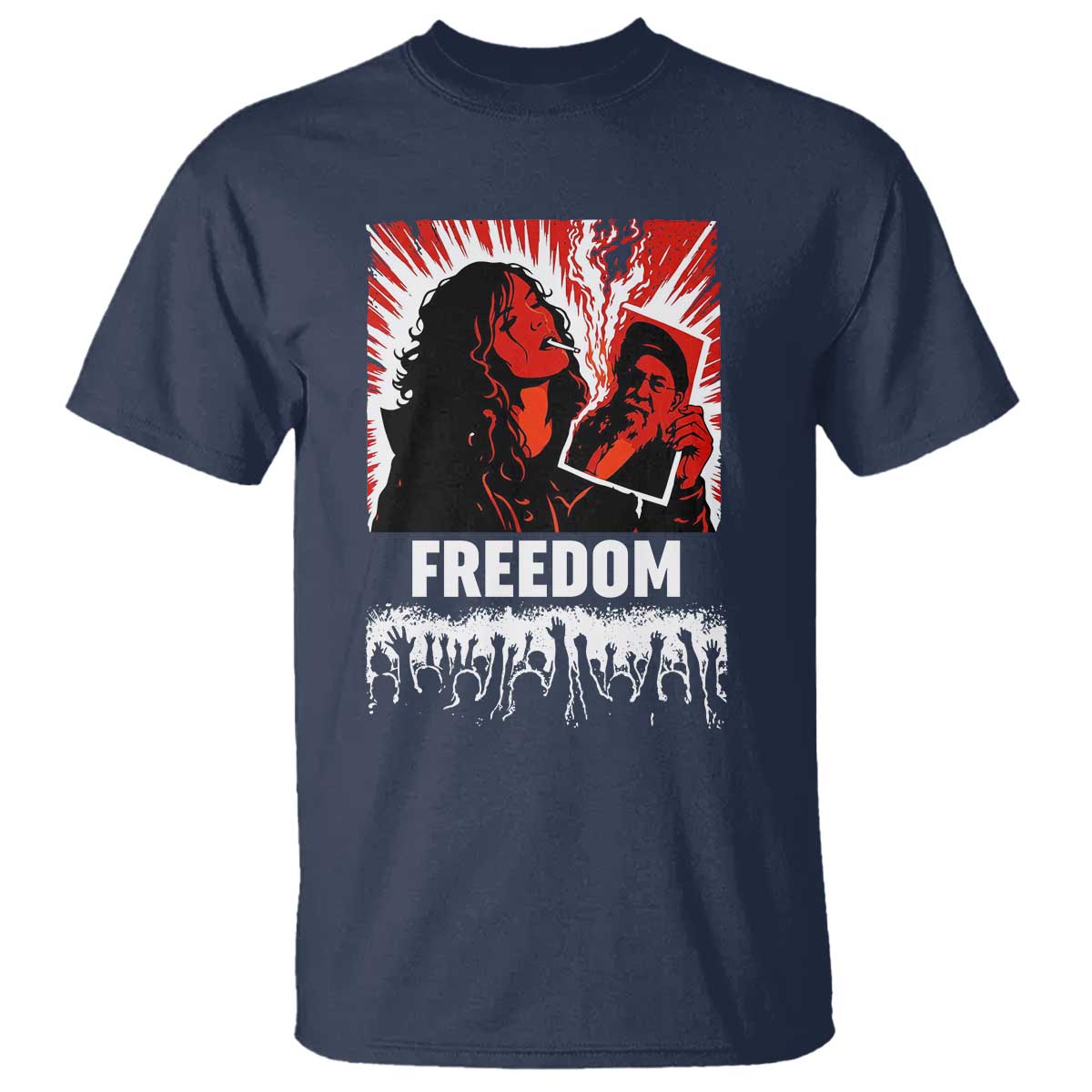 Freedom Iran Women Revolution 2026 T Shirt Lighting Cigarette with Burning Portrait Graphic