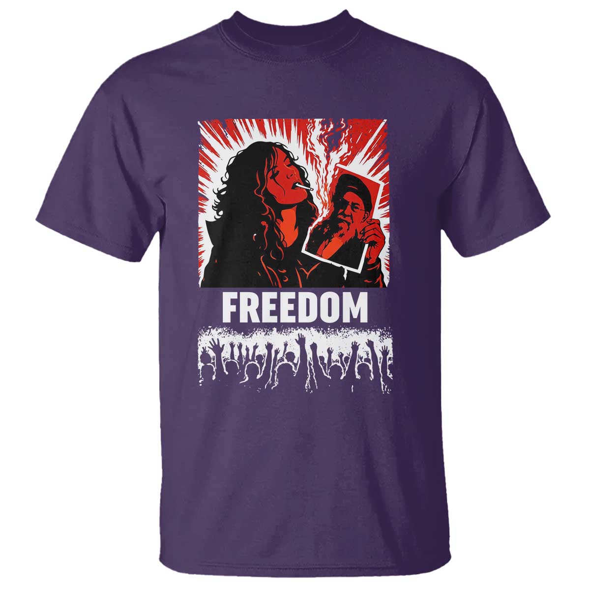 Freedom Iran Women Revolution 2026 T Shirt Lighting Cigarette with Burning Portrait Graphic