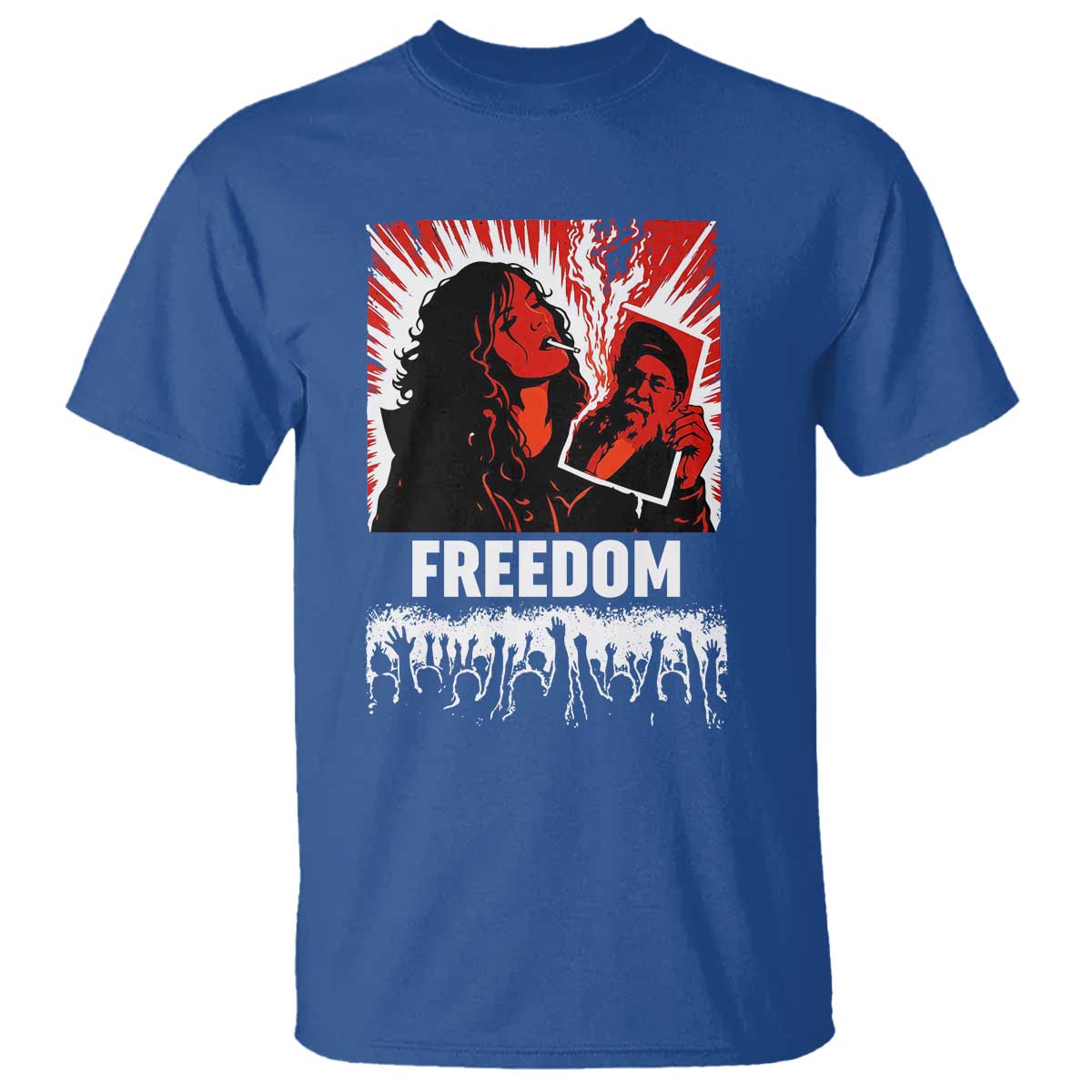 Freedom Iran Women Revolution 2026 T Shirt Lighting Cigarette with Burning Portrait Graphic