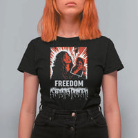Freedom Iran Women Revolution 2026 T Shirt For Women Lighting Cigarette with Burning Portrait Graphic