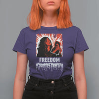Freedom Iran Women Revolution 2026 T Shirt For Women Lighting Cigarette with Burning Portrait Graphic
