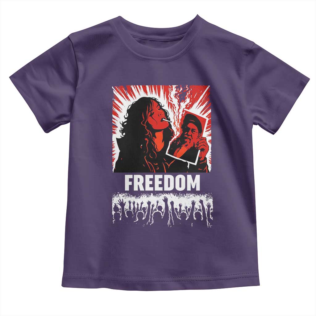 Freedom Iran Women Revolution 2026 Toddler T Shirt Lighting Cigarette with Burning Portrait Graphic