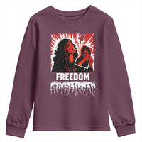 Freedom Iran Women Revolution 2026 Youth Sweatshirt Lighting Cigarette with Burning Portrait Graphic