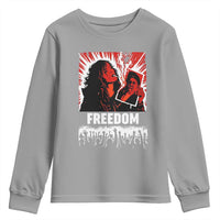 Freedom Iran Women Revolution 2026 Youth Sweatshirt Lighting Cigarette with Burning Portrait Graphic
