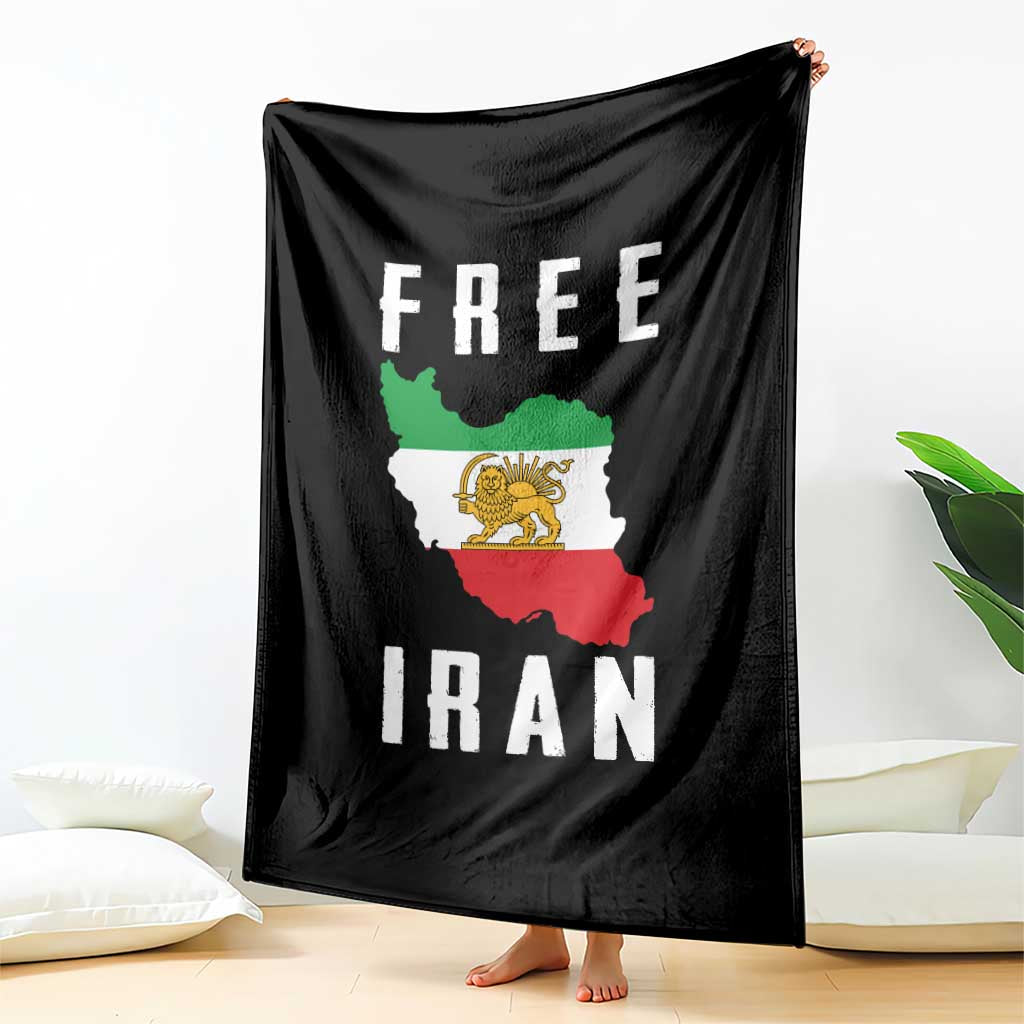 Free Iran Revolution 2026 Throw Blanket Sun and Lion Flag Iranian Freedom Justice