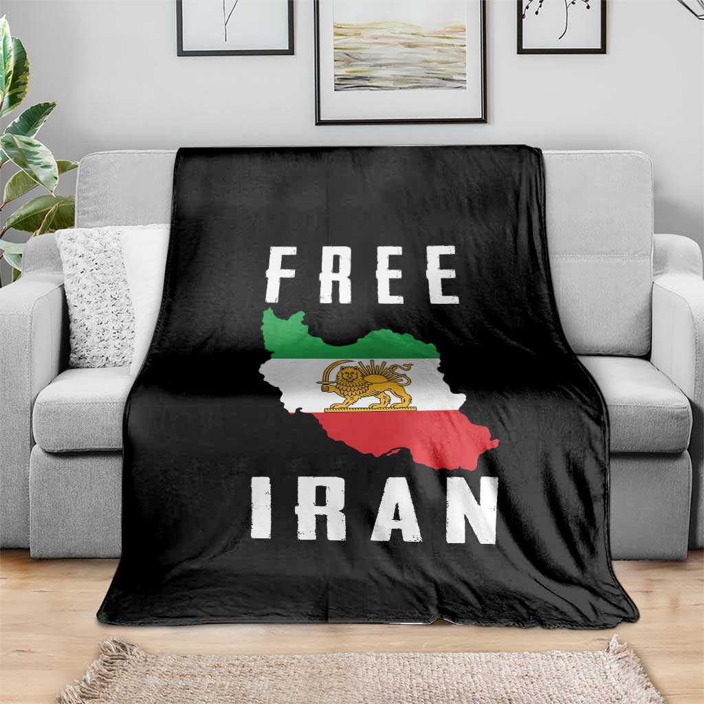 Free Iran Revolution 2026 Throw Blanket Sun and Lion Flag Iranian Freedom Justice