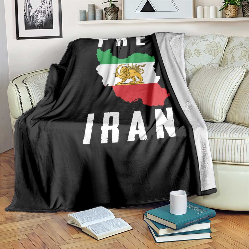 Free Iran Revolution 2026 Throw Blanket Sun and Lion Flag Iranian Freedom Justice