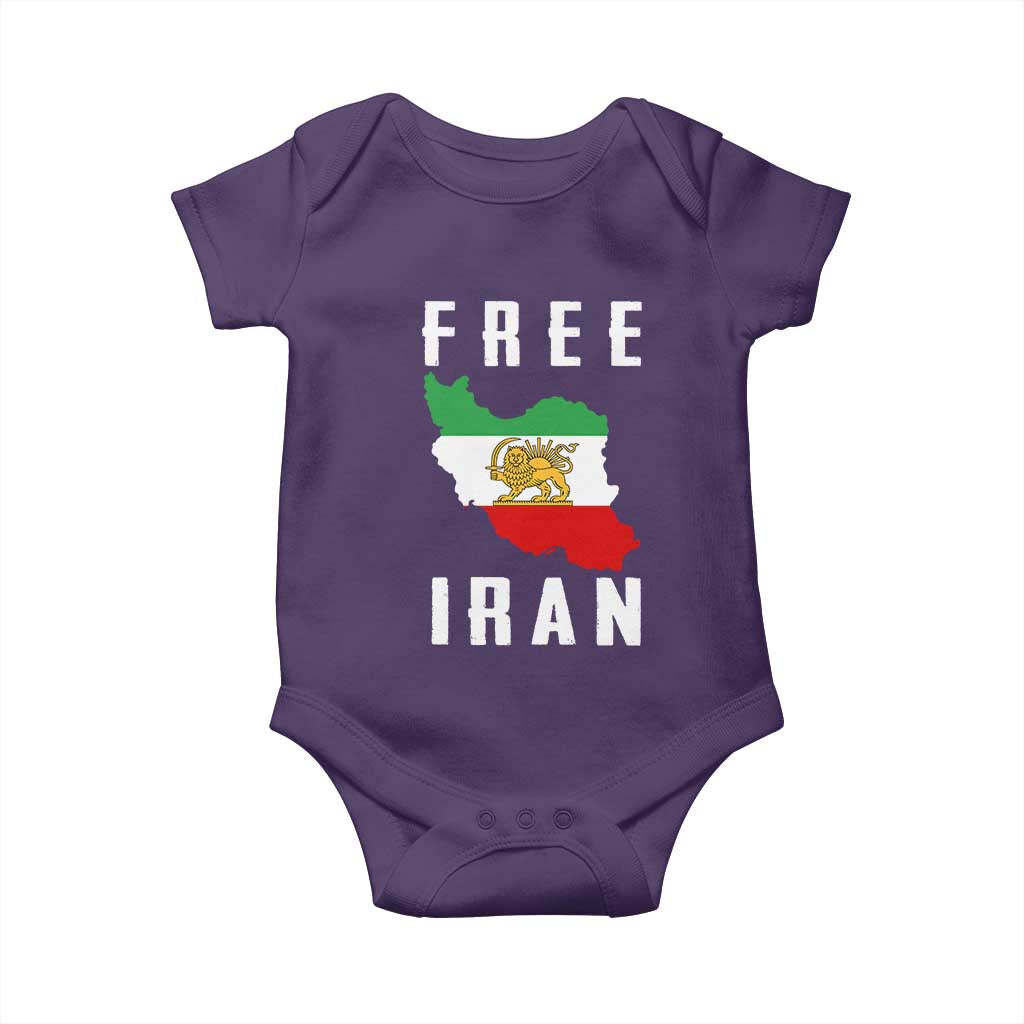 Free Iran Revolution 2026 Baby Onesie Sun and Lion Flag Iranian Freedom Justice