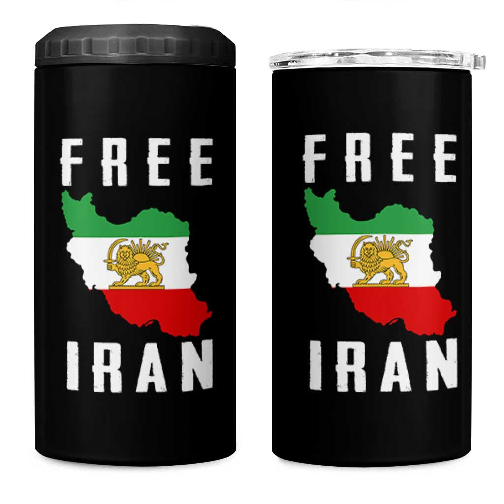Free Iran Revolution 2026 4 in 1 Can Cooler Tumbler Sun and Lion Flag Iranian Freedom Justice
