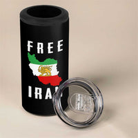 Free Iran Revolution 2026 4 in 1 Can Cooler Tumbler Sun and Lion Flag Iranian Freedom Justice