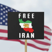 Free Iran Revolution 2026 Protest Sign Sun and Lion Flag Iranian Freedom Justice