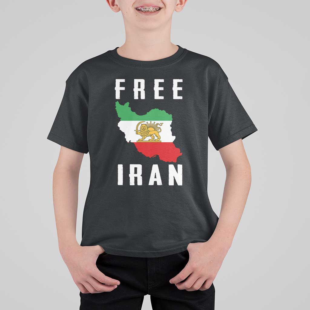 Free Iran Revolution 2026 T Shirt For Kid Sun and Lion Flag Iranian Freedom Justice