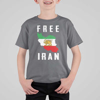 Free Iran Revolution 2026 T Shirt For Kid Sun and Lion Flag Iranian Freedom Justice