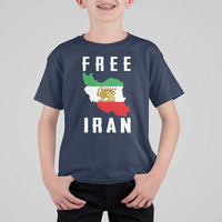 Free Iran Revolution 2026 T Shirt For Kid Sun and Lion Flag Iranian Freedom Justice